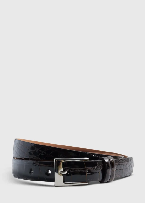 Alligator Belt With Silver Buckle