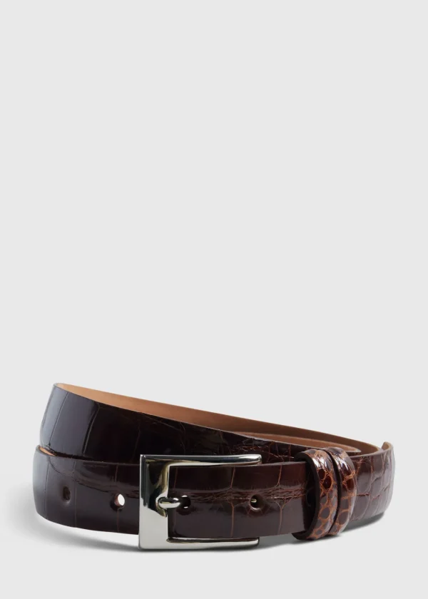 Alligator Belt With Silver Buckle