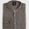 Band Collar Washed Linen Shirt