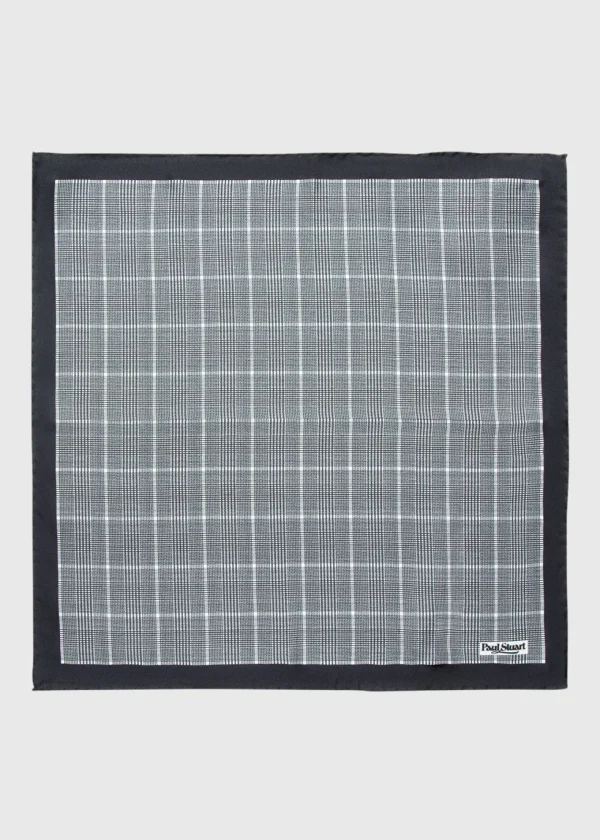 Black & White Glen Plaid Pocket Square