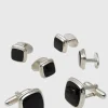 Black Onyx Square Cufflink Stud Set