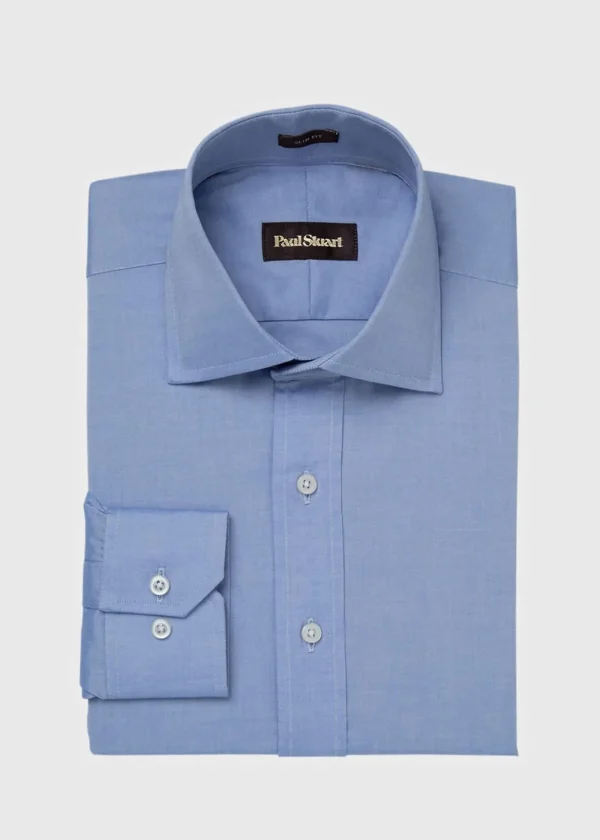 Blue Cotton Slim Fit Dress Shirt