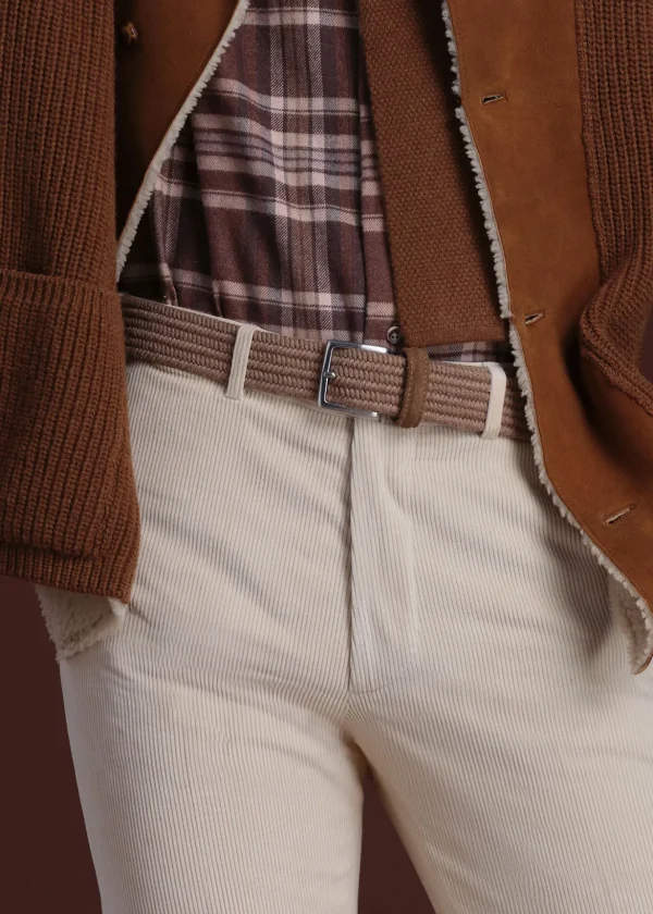 Braided Wool Belt With Suede Trim