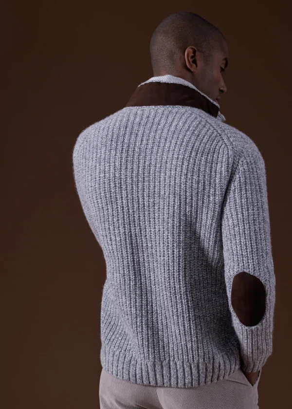 Button Front Cardigan With Suede Trim