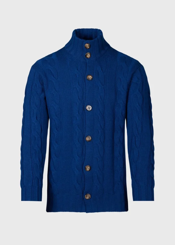 Cable Mock Neck Cardigan