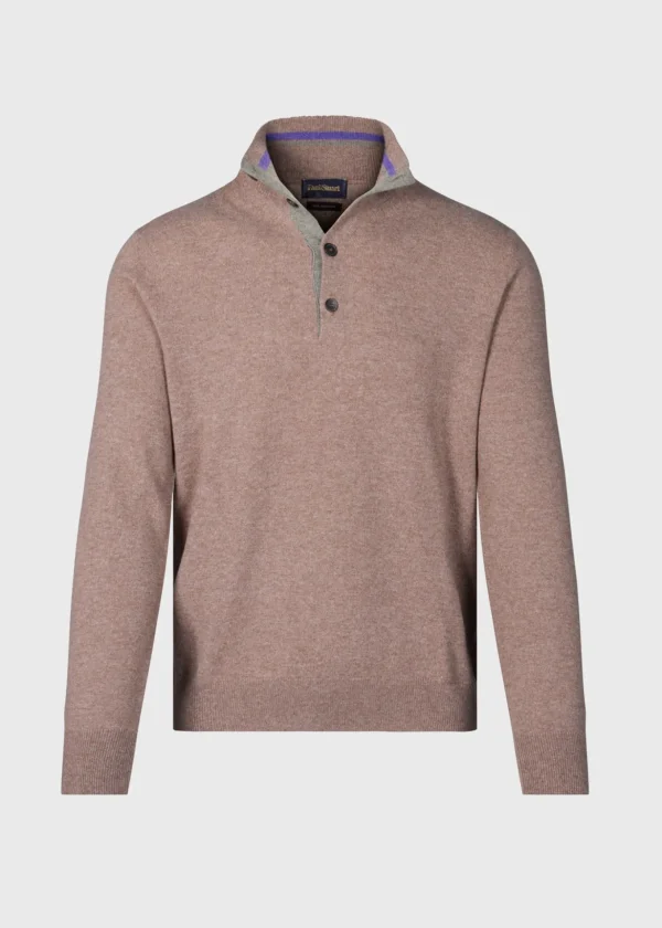Cashmere Button Mock Sweater