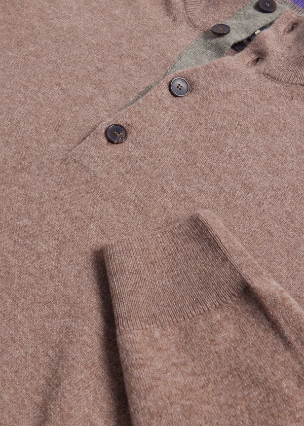 Cashmere Button Mock Sweater