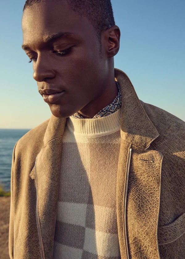 Cashmere Jacquard Crewneck Sweater