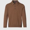 Cashmere Long Sleeve Polo With Suede