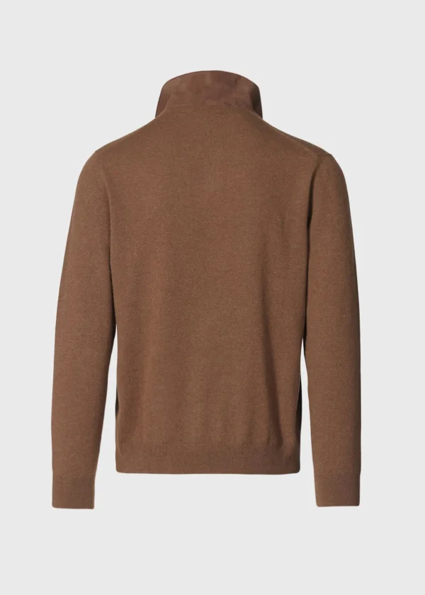 Cashmere Long Sleeve Polo With Suede