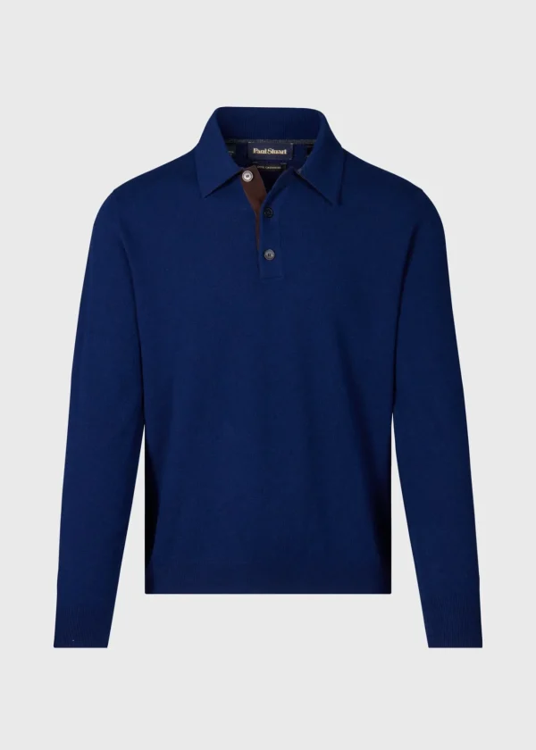 Cashmere Polo With Suede Trim