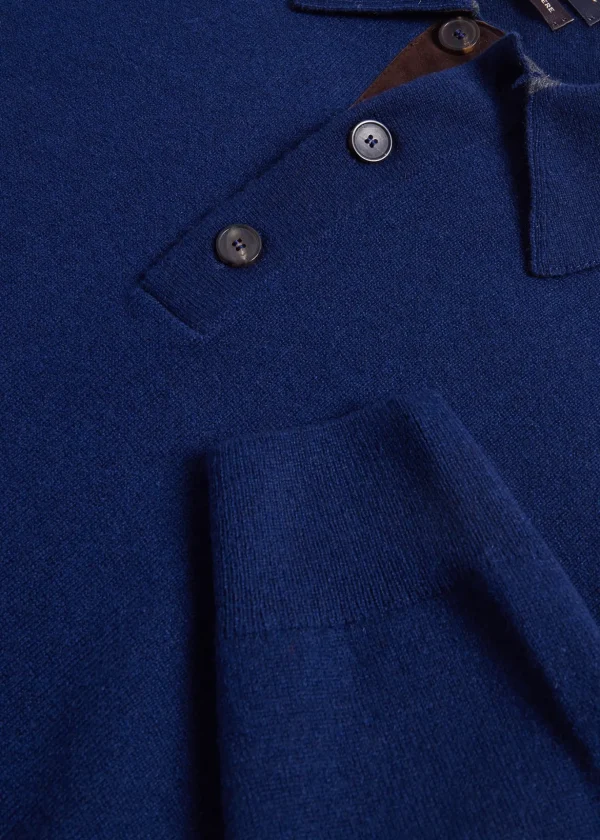 Cashmere Polo With Suede Trim
