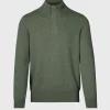 Cashmere Quarter Zip With Suede Trim