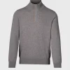 Cashmere Quarter Zip With Suede Trim