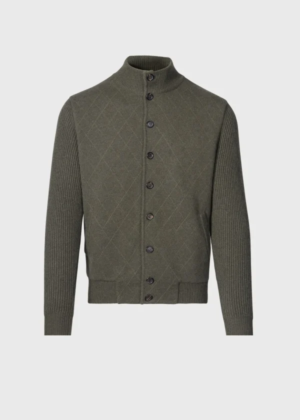Cashmere Quilted Button Front Cardigan