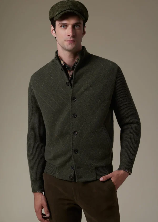 Cashmere Quilted Button Front Cardigan