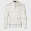 Cashmere Stripe Polo Sweater