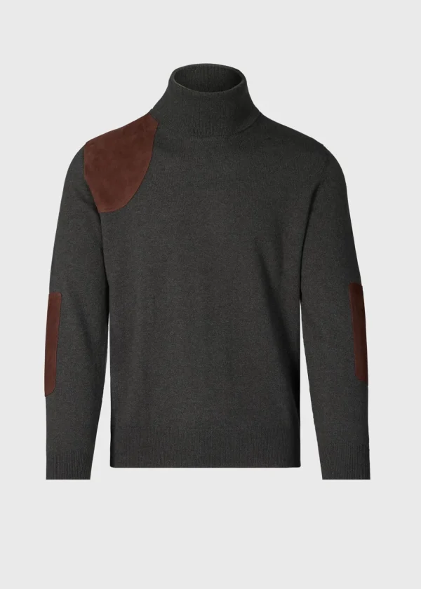 Cashmere Turtleneck With Suede Gun Patch