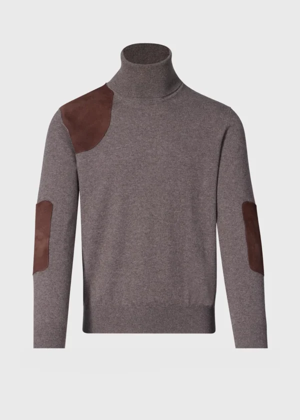Cashmere Turtleneck With Suede Gun Patch