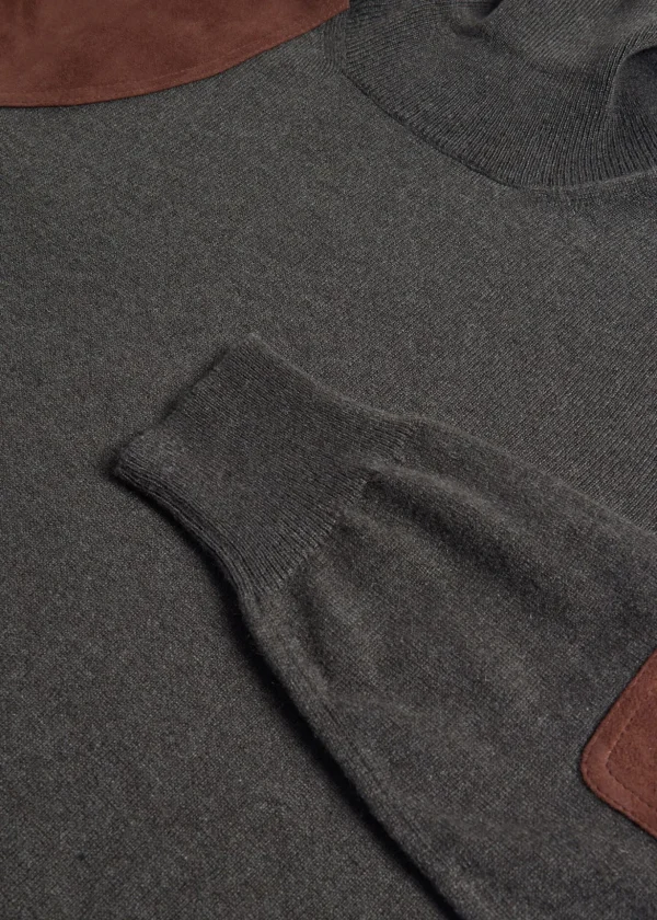 Cashmere Turtleneck With Suede Gun Patch