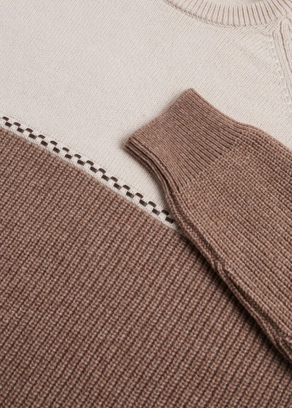 Cashmere Two Tone Crewneck Sweater