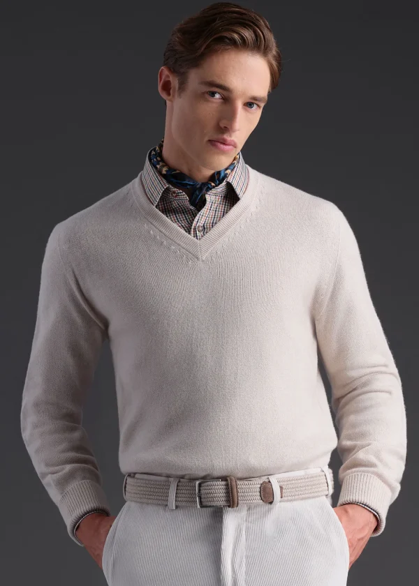 Classic Cashmere Double Ply V-Neck Sweater