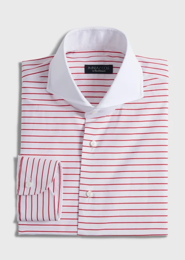 Contrast Collar Horizontal Stripe Dress Shirt
