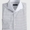 Contrast Collar Horizontal Stripe Dress Shirt