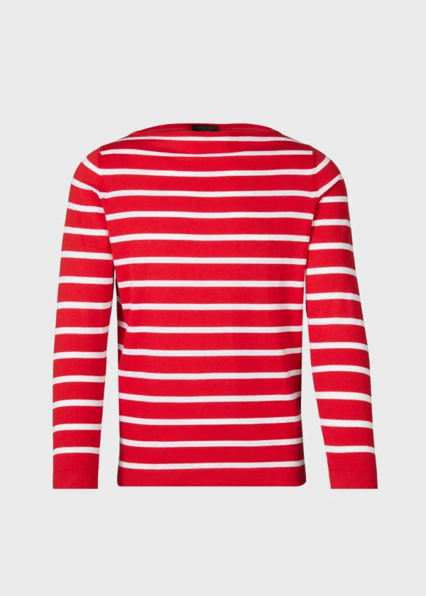 Cotton & Cashmere Boat Neck Stripe Pullover
