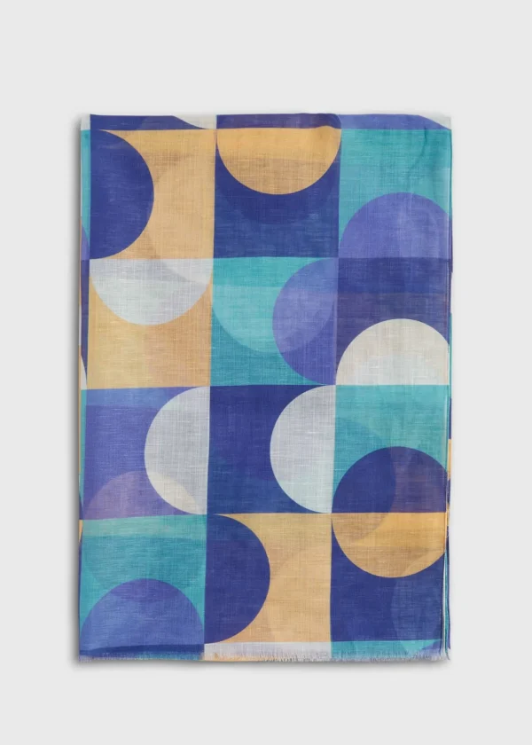 Cotton & Linen Abstract Print Scarf