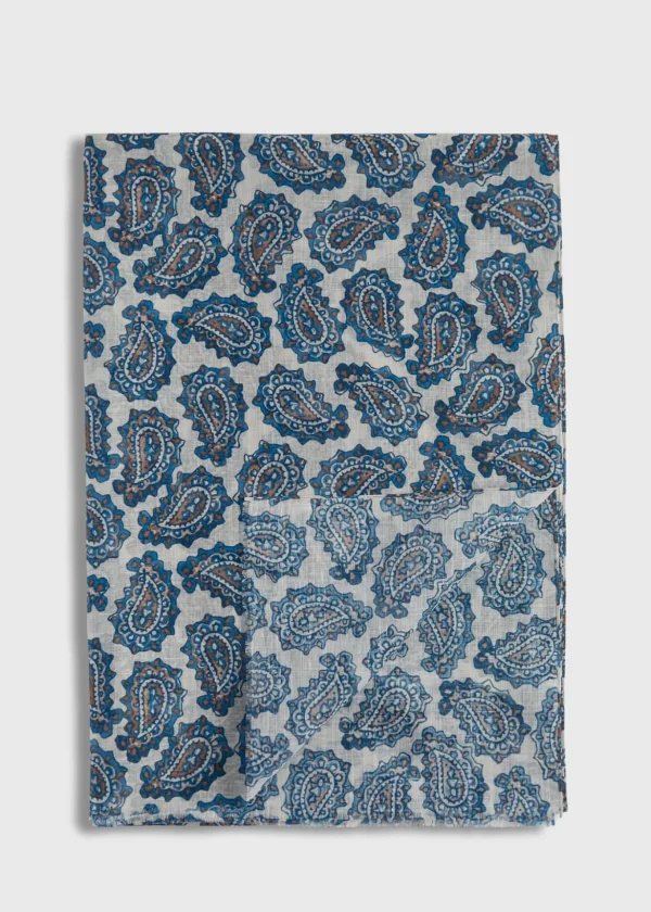 Cotton & Linen Paisley Print Scarf