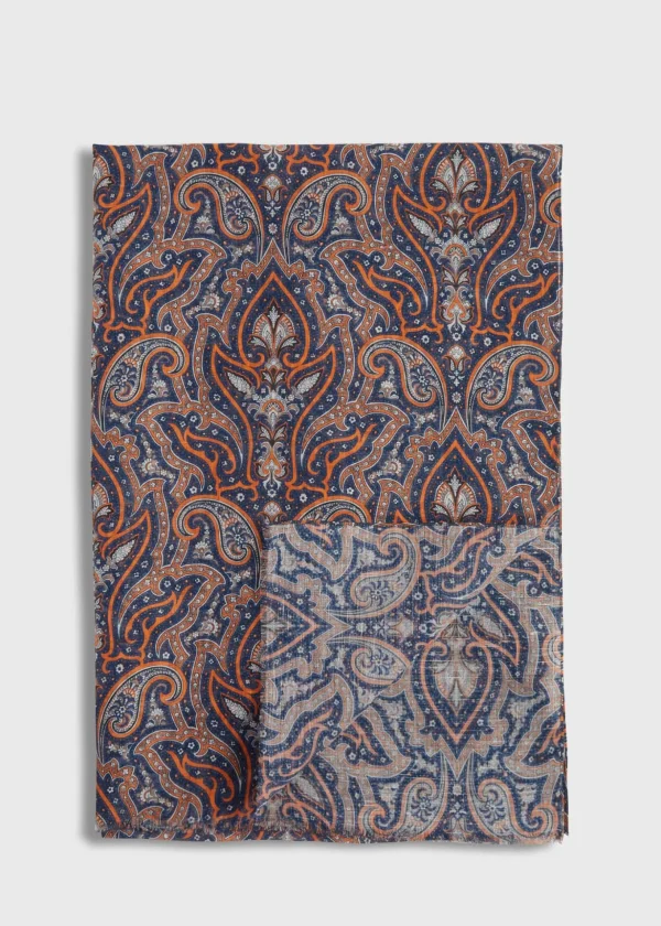 Cotton & Linen Paisley Print Scarf