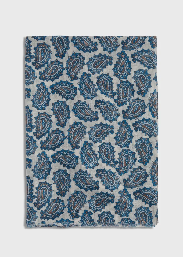 Cotton & Linen Paisley Print Scarf