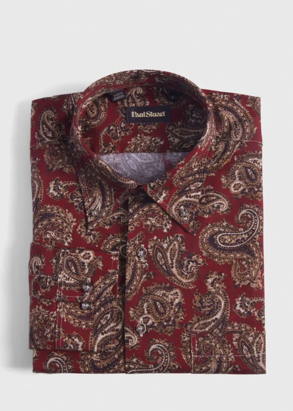 Cotton Paisley Print Sport Shirt