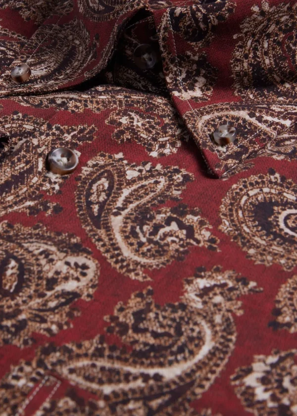 Cotton Paisley Print Sport Shirt