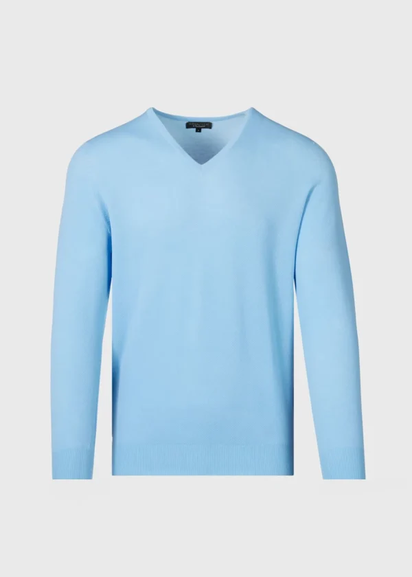 Cotton Piqué V-Neck Sweater