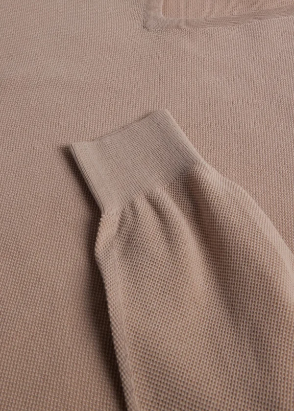 Cotton Piqué V-Neck Sweater