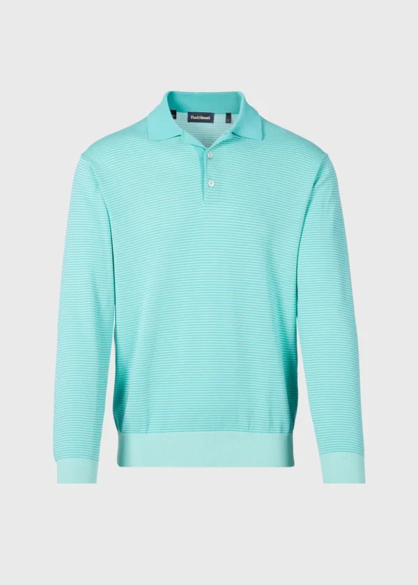 Cotton Stripe Long Sleeve Polo