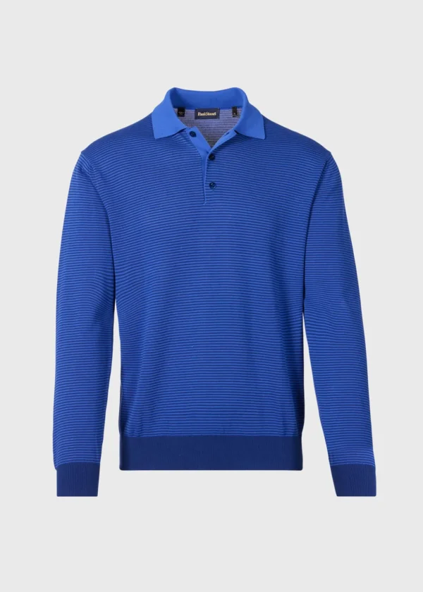 Cotton Stripe Long Sleeve Polo