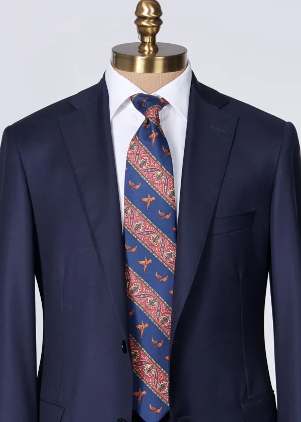 Deco Stripe And Bird Print Tie
