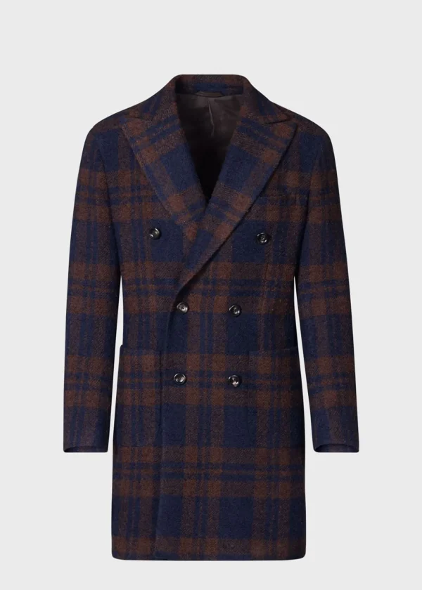 Double Breasted Boucle Plaid Coat