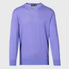 Fine Gauge Cotton V-Neck Sweater