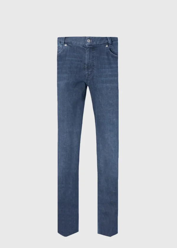 Five Pocket Cotton And Cashmere Denim Pant