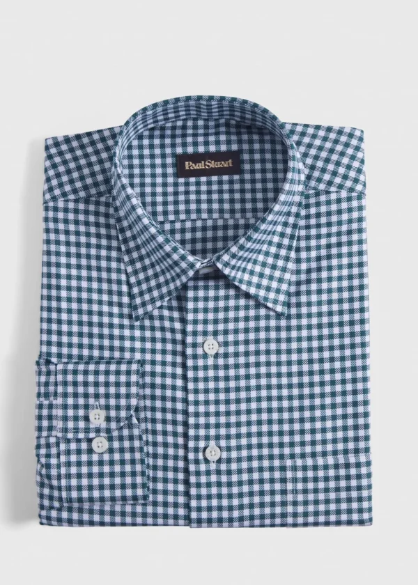 Gingham Check Twill Sport Shirt