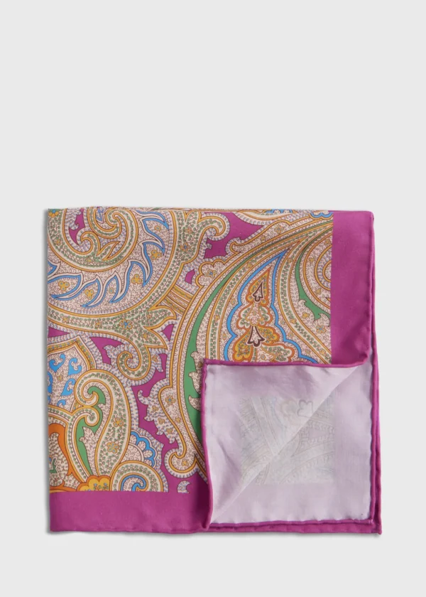 Habotai Silk Summer Paisley Pocket Square