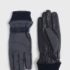 Herringbone & Leather Gloves