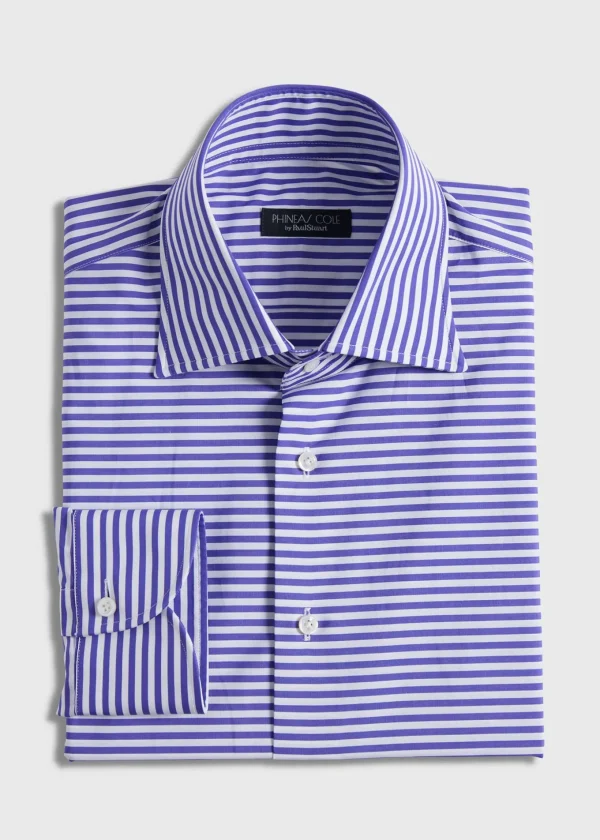 Horizontal Stripe Cotton Dress Shirt