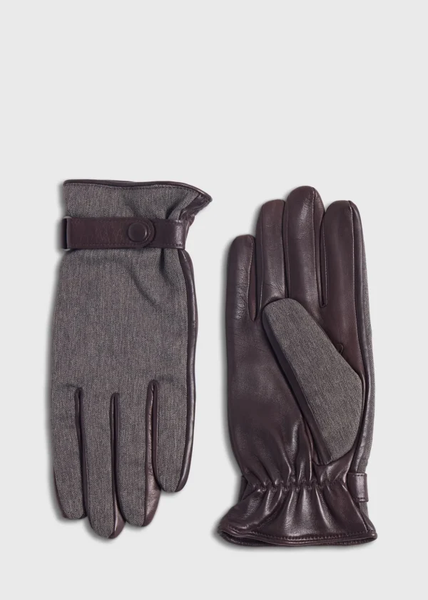 Knit And Leather Two Tone Glove