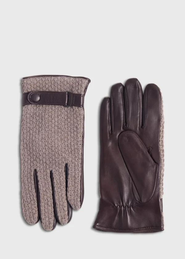 Knit And Leather Two Tone Glove