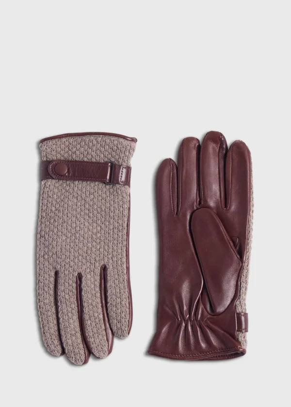 Knit And Leather Two Tone Glove